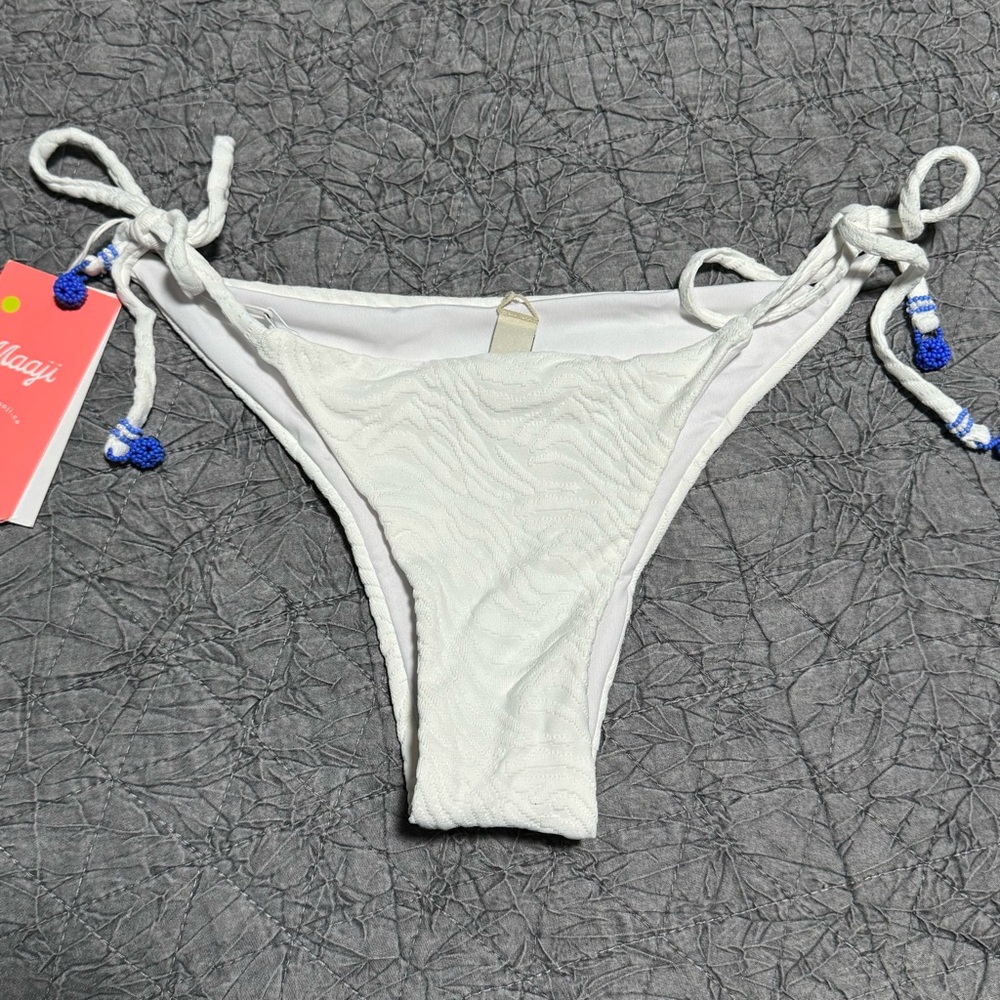 Maaji Zebra Frost Sunning Low Rise Tie Side Bikini Bottom White Swim